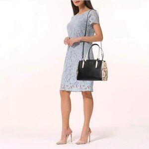 Coach Christie Carryall Black‎ Beige Leather Snake Embossed Satchel Bag